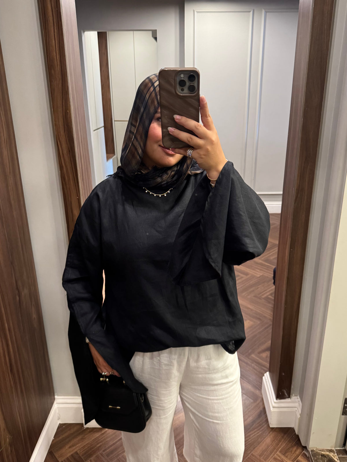 Linen Split-Sleeve Blouse