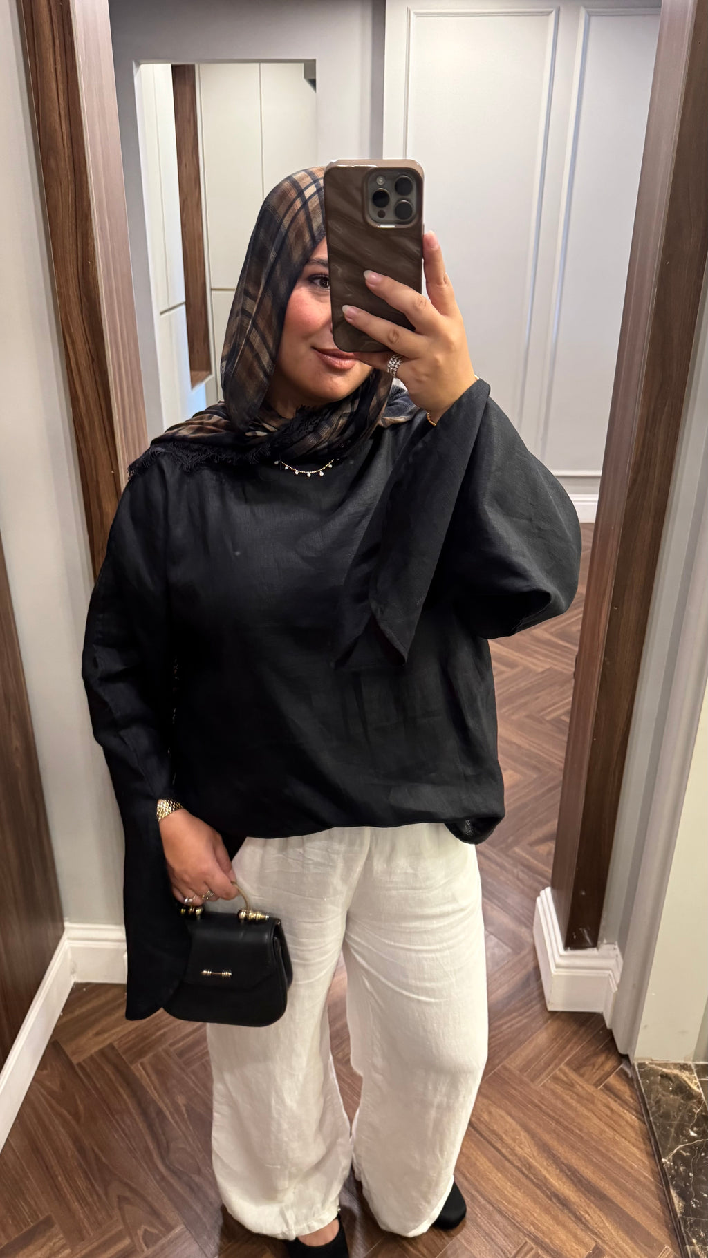 Linen Split-Sleeve Blouse