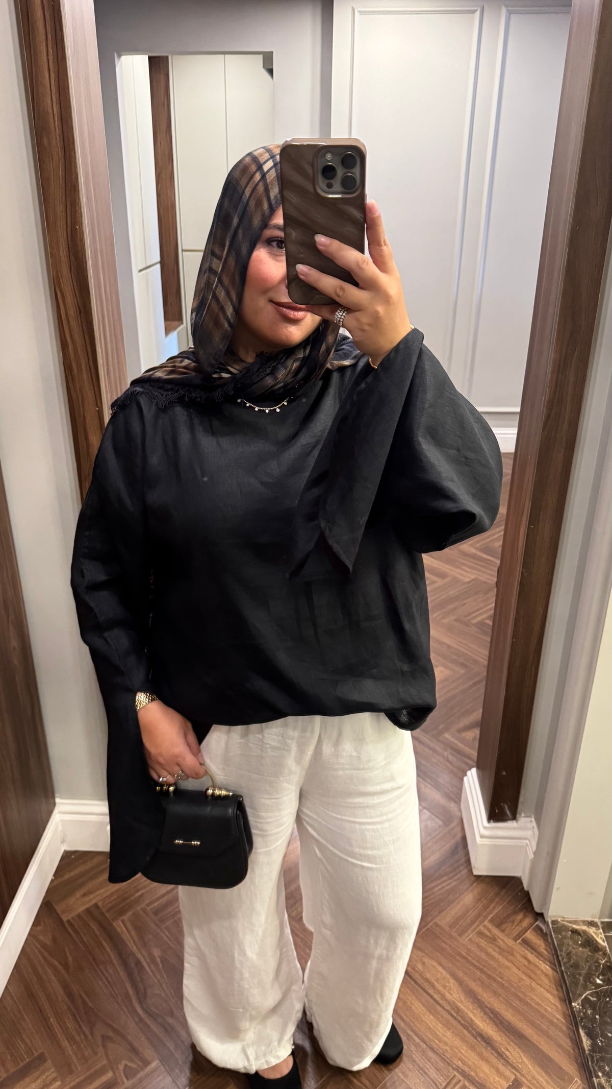 Linen Split-Sleeve Blouse